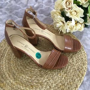 Chinese Laundry Embossed Block Heel Sandals New